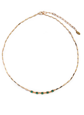 LAVLA法式复古祖母绿镶钻项链