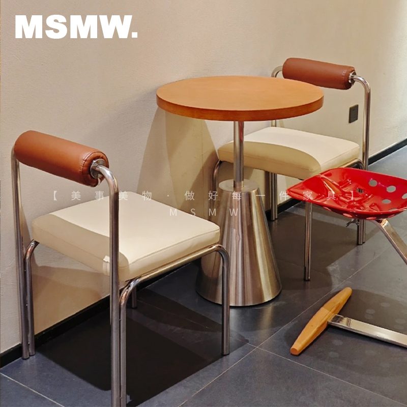 网红咖啡厅奶茶店桌椅组合工业风不锈钢简约韩式餐厅小吃店餐桌椅