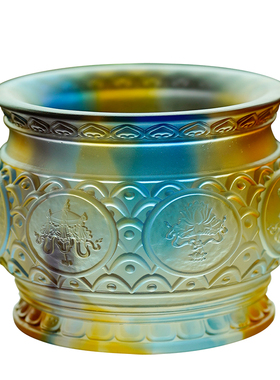 琉璃八吉祥供奉套装桌面摆件