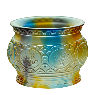 琉璃八吉祥供奉套装家用香炉果盘花瓶烛台供水杯桌面摆件长辈送礼