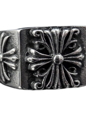 Syou复古十字鸢尾花CH钛钢戒指