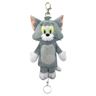 日本正版tom jerry汤姆杰瑞泰菲毛绒公仔玩偶抽拉绳伸缩钥匙挂件