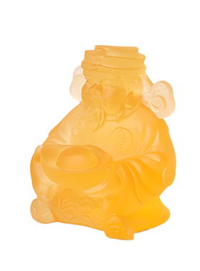 逅里Hollihom 蜜色琉璃实心财神摆件 玄关招财布置前台收银台装饰