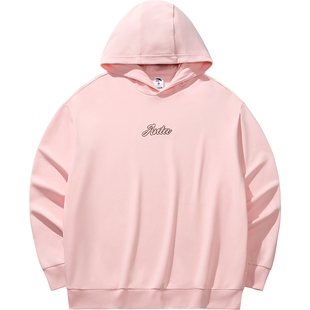 安踏青少年连帽卫衣男女同款2026新款春季长袖宽松白色加绒针织衫