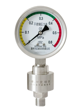 2205双相钢隔膜压力表海水淡化用表盘100MM精度1.6级螺纹G1/2定制