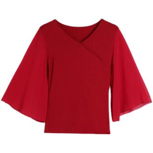 中老年广场舞服装女夏装新款上衣黑色莫代尔舞蹈服跳舞衣服中袖纱