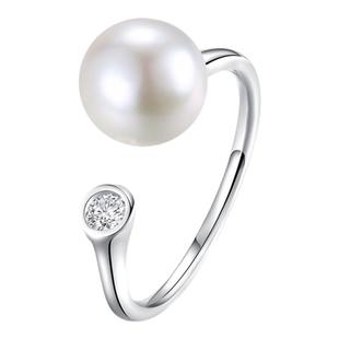 akoya珍珠女款天然海水轻奢高级感开口可调节戒指泡泡戒子手饰品