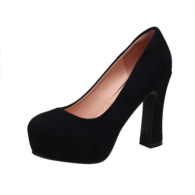 浅口单鞋女2021春秋粗跟职业模特