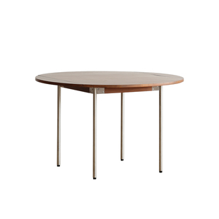 小万/实木折叠圆桌家用可伸缩小户型餐桌北欧复古方圆两用餐桌椅