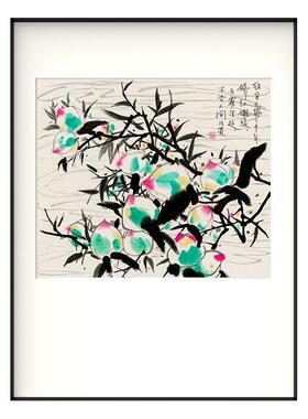 中国风客厅卧室微喷工艺装饰画
