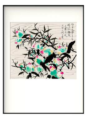 中国风客厅卧室微喷工艺装饰画