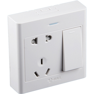 公牛明装插座超薄墙上固定一开带五孔单双控86型家用明盒开关面板