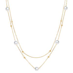 FENS珠宝18K金项链女珍珠双层链