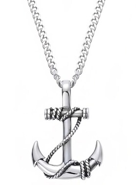 NG绳索船锚吊坠钛钢项链男士小众