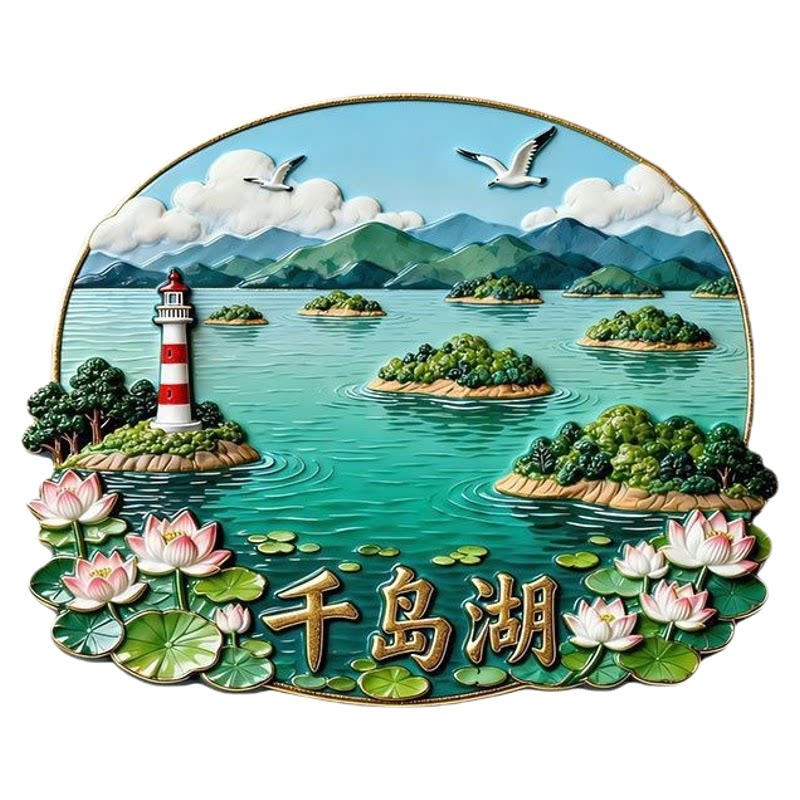 浙江千岛湖风景文创金属磁吸冰箱贴旅游景区周边精致纪念品伴手礼