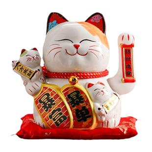 招财猫自动摇手陶瓷礼品摆件家居客厅店铺收银台开业礼物财源猫