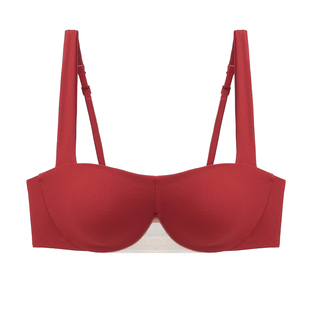 MIMI FANTASY小众红色本命年女 法式内衣性感宽肩带抹胸文胸罩