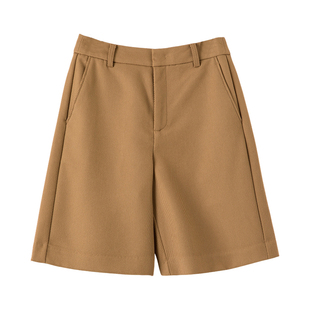 晚白2026年春新款经典简约高腰裤子挺括利落遮胯显瘦直筒短裤女