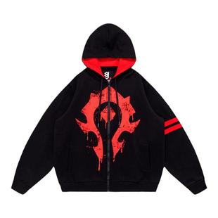 TEE7-魔兽世界WOW部落徽记复古经典秋冬连帽卫衣纯棉开衫外套