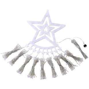 户外装饰五角星太阳能瀑布灯串圣诞元旦庭院防水挂树网红彩灯树灯