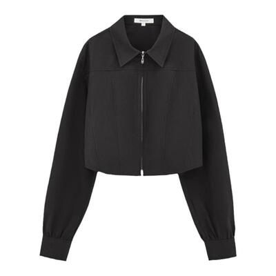 MOUSSY 春季新品纯色收腰拉链通勤衬衫女028HSZ30-0981
