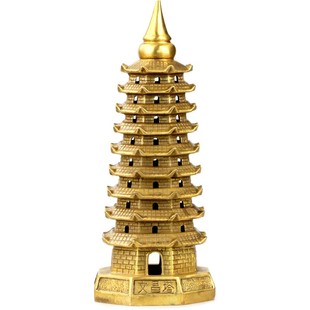 桃木文昌塔摆件九层13层实木雕文峰塔送学生礼物客厅装饰品旗舰店