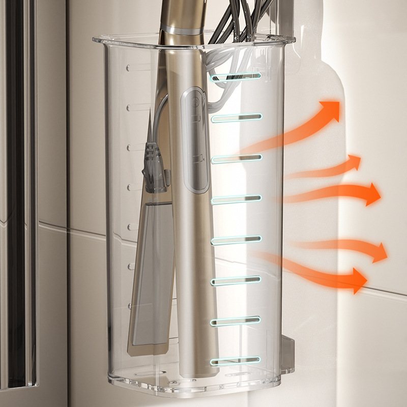 吸盘卷发棒收纳架壁挂式洗漱直卫生间梳发免台墙上打孔置物架夹板