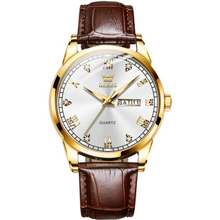 正品男士手表男款机械表皮表带简约商务学生防水2026新款石英男表