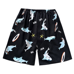 夏季男士棉绸短裤家居裤薄款人造棉睡裤大码沙滩裤宽松五分裤子