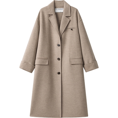 【播奥莱】播商场同款倪妮同款西装领冬中长款毛呢外套BDR4AD3707