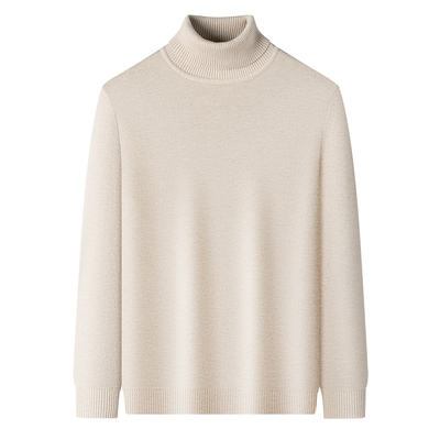 加厚两翻高领纯羊毛衫男冬季打底