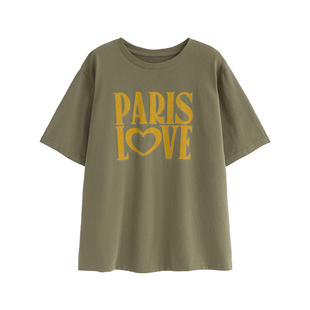 MOERSHOP 巴黎迷妹 美式重磅短袖字母T恤夏季慵懒风宽松休闲上衣
