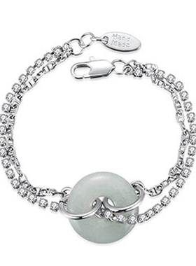 KITSH天然石圆环双层链条手链