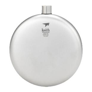 keith铠斯户外随身便携钛酒壶圆形纯钛酒壶附小漏斗扁酒瓶金属