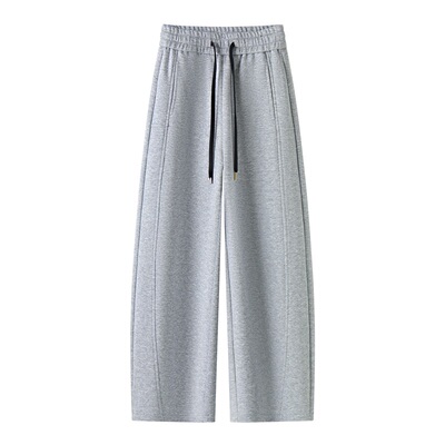 红色休闲宽松垂感弯刀裤女新款