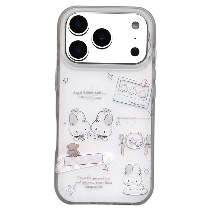 SHERRY*ins风肤感餐具小兔子软萌适用于苹果18ProMax手机壳iPhone17Pro小众少女心16简约15小清