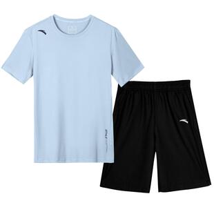 安踏运动套装男款冰丝速干休闲短袖五分裤青少年体育跑步训练衣服