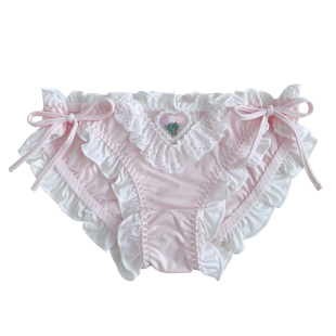 缤纷花园~日系纯欲少女洛丽塔系带可解开荷叶边蕾丝纯棉内裤女士