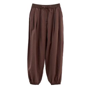 【新品】素然 WHM 26春女士气质设计感砂洗真丝混纺抽褶长裤