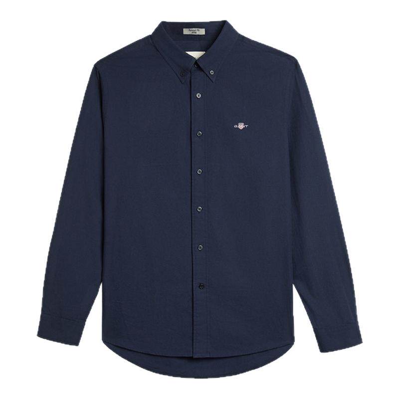【暖绒衫】GANT/甘特26秋冬男士纯棉磨毛翻领暗纹衬衫通勤衬衣