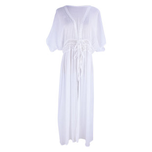 防晒衣中长款裙沙滩外搭开衫棉宽松修身海边度假比基尼泳衣罩衫女