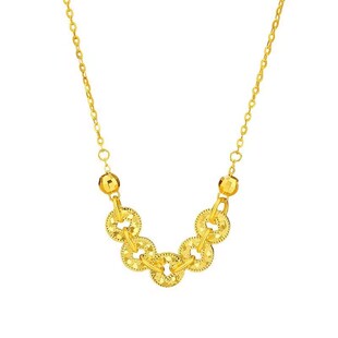 爆闪五帝钱币项链女招财2026新款黄金色毛衣链轻奢小众沙金锁骨链