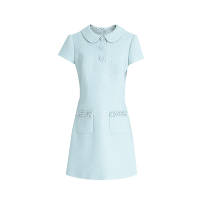 醋酸连衣裙轻奢侈miu系高级感减龄可露丽小香风江浙沪富家千金感