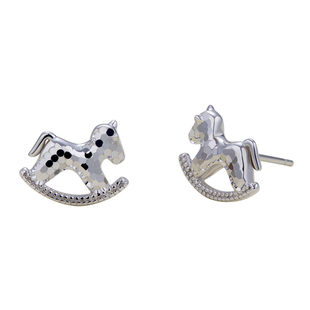 ULINE纯银耳钉925银耳环马年生肖耳饰新年精致小马耳坠简约马造型