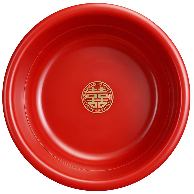 喜盆女方备婚陪嫁结婚脸盆娘家婚庆嫁妆洗漱红盆套装聚宝盆子一对