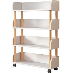 移动书架一体靠墙可移动家用简易书架落地置物架多层收纳架子书柜