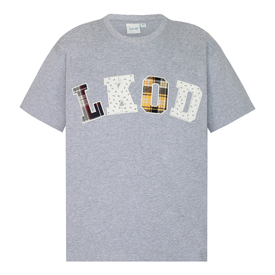 LKOD多色字母格子碎花短袖