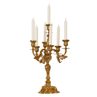 法式复古奢华全铜装饰烛台欧式蜡烛别墅客厅餐厅脱蜡铜工艺摆件