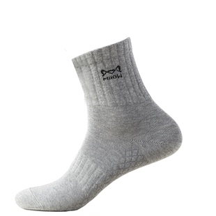 猫人纯棉男士袜子男款防臭中筒袜运动减震脚底按摩防滑秋冬长袜男