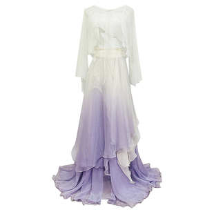 叶落清舞古典舞古风仙气鎏金纱衣飘逸大摆裙中国舞演出舞蹈练功服